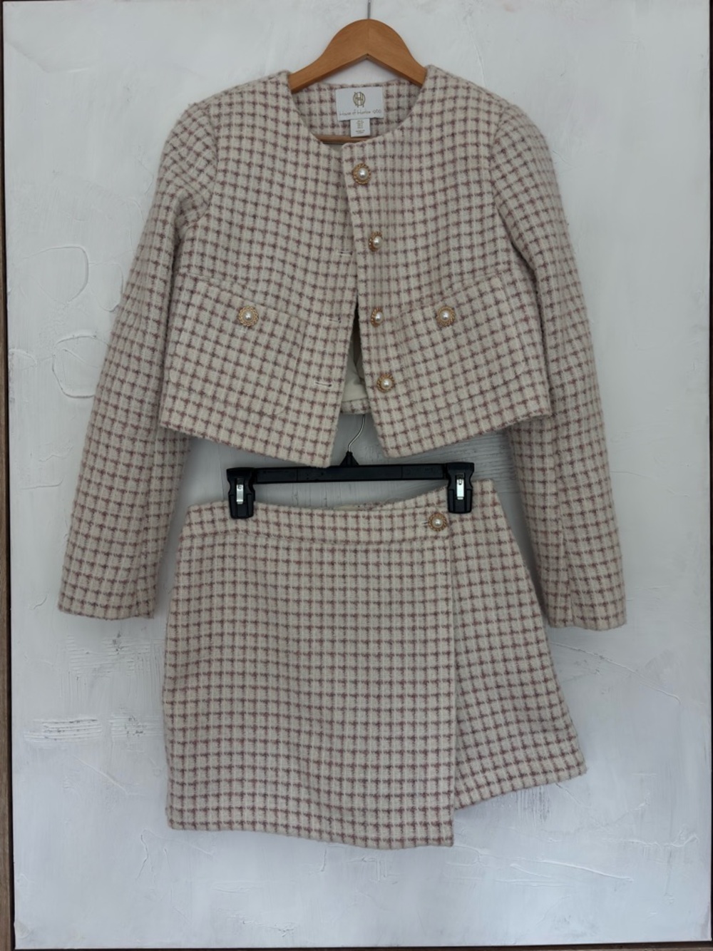 House of Harlow 1960 Cream and Light Pink Tweed Jacket